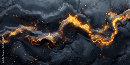 A swirling black abstraction with fiery orange flames, reminiscent of the intensity of hell.