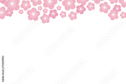 Cherry, apple blossoms, spring flowers horizontal border with copy space on transparent. Flat style vector design. Easter holiday seasonal card, banner, poster, element, background