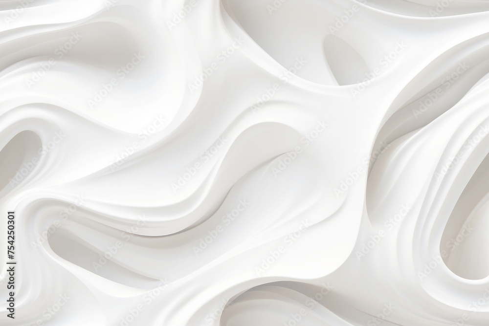 Fototapeta premium Abstract 3d white background, organic shapes seamless pattern texture.