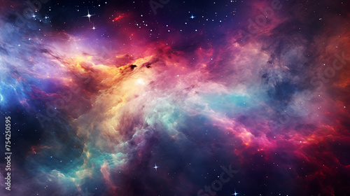 Cosmic Nebula Celestial Nebula with Colorful Gases .