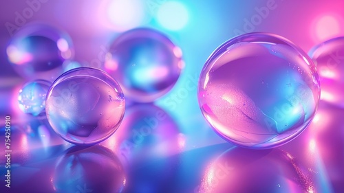 Reflective colorful spheres with vibrant lights creating a mesmerizing background