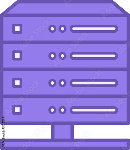 Colored Server Icon. Vector Icon of a Specialized Computer for Executing Service Software. Concept of Technology and Data Analytics