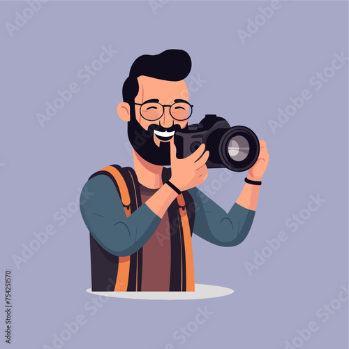 male photographer flat vector...