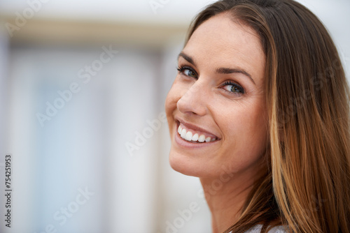 Portrait, woman and happy in city to relax, calm and healthy in outdoor on weekend break. California, face and lady in nature on summer holiday, closeup and positive for travel leisure in urban town Free Download Portrait, woman and happy in city to relax, calm and healthy in outdoor on weekend break. California, face and lady in nature on summer holiday, closeup and positive for travel leisure in urban town - GFXLoad