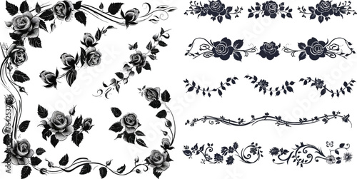 Dividers and rose ornaments for page decoration