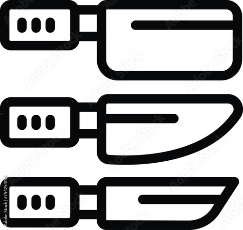 Chef cooking knifes icon outline vector. Cooking utensils. Kitchen chopping tools
