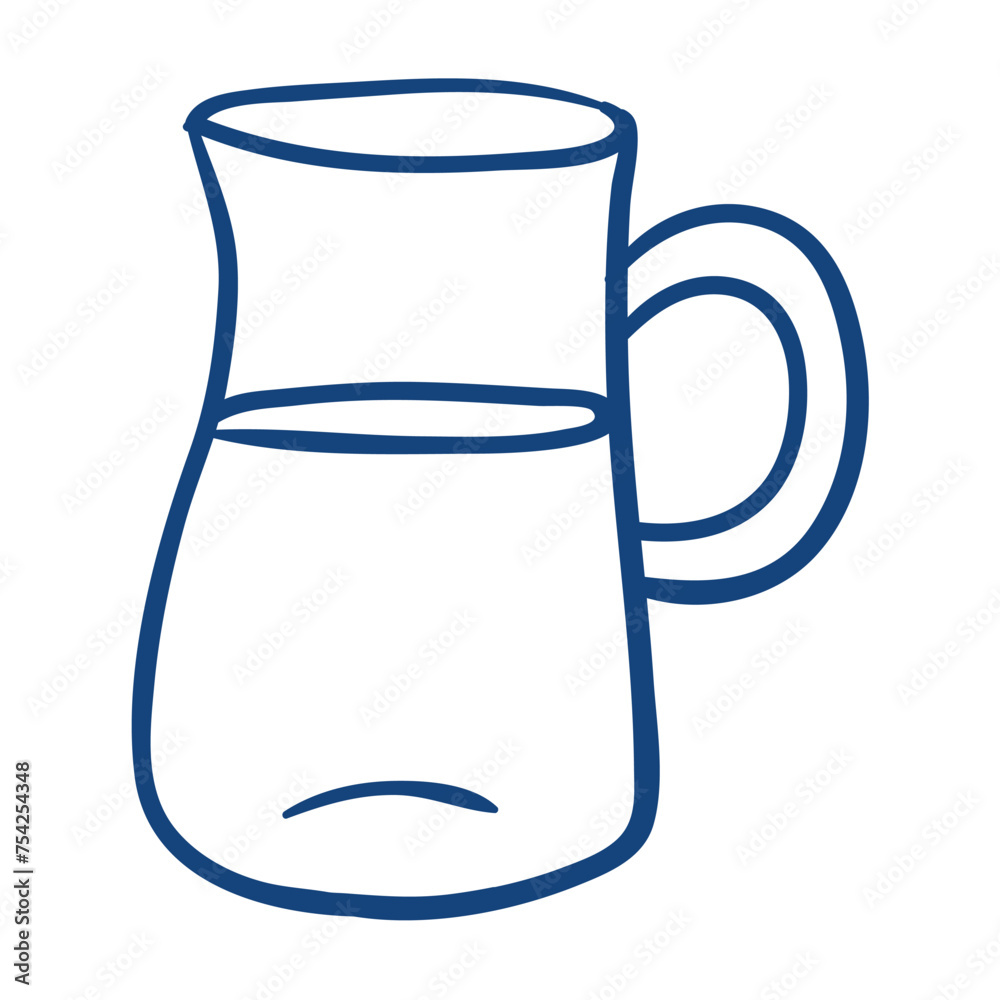 Glass decanter with water or milk. Hand drawn vector illustration Glass decanter with water or milk. Hand drawn vector illustration