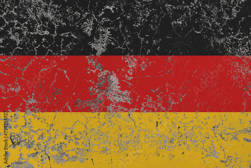 Destructible  crumbling stone wall. Conceptual background in colors flag of Germany