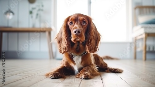 Cozy Spaniel in Modern Home