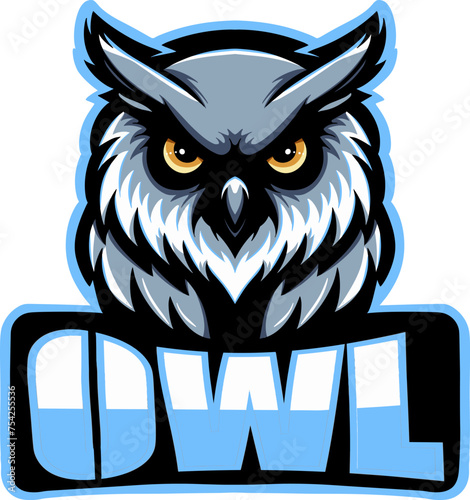 Owl Mascot Logo Design Vector With Modern Illustration Concept Style For Badge, Emblem and T shirt printing. Owl Illustration for esport teamc RGB