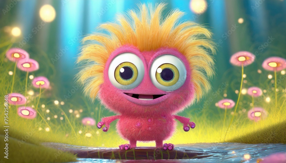Little cute monster with big eyes and funny hair Little cute monster with big eyes and funny hair
