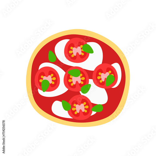 Whole italian pizza graphic illustration