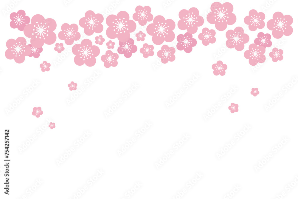 Cherry, apple blossoms, spring flowers horizontal border with copy space on transparent. Flat style design, isolated vector. Easter holiday clip art, seasonal card, banner, poster, element, background Cherry, apple blossoms, spring flowers horizontal border with copy space on transparent. Flat style design, isolated vector. Easter holiday clip art, seasonal card, banner, poster, element, background