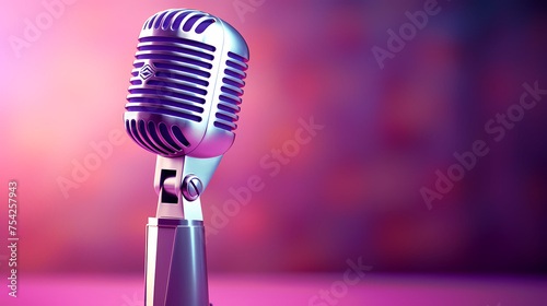 Retro microphone and bokeh lights on stage