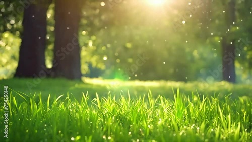 green grass and aurora in meadow, White flower, spring graphic design background, calming nature videos, relaxing nature videos, asmr videos, casting a magical and ethereal ambiance, stock videos photo