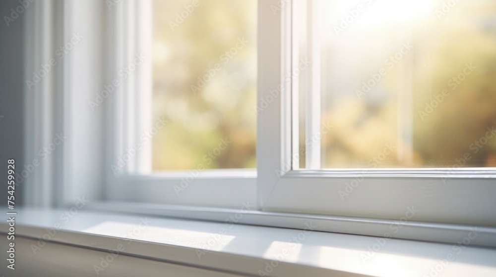 Fototapeta premium Close up of sunlight shining through window sill. Perfect for home decor or interior design projects
