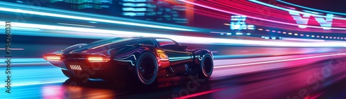 In a sci-fi atmosphere, futuristic car