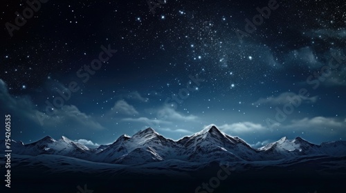 Scenic view of mountain range under starry night sky. Suitable for travel and nature concepts