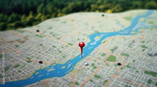 A detailed city map with a red marker pinpointing a location. Perfect for travel guides and navigation apps