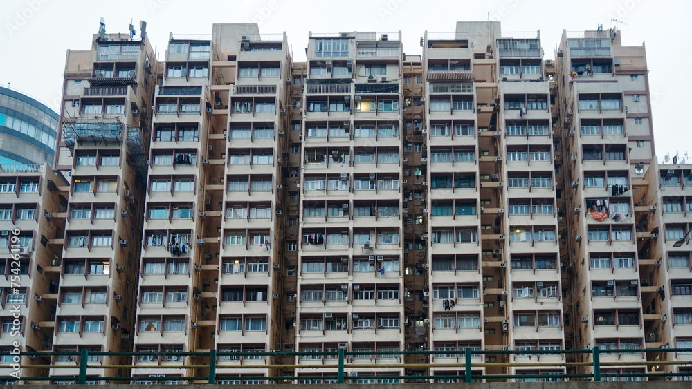 Blocks in Hongkong. One of the Most Crowded Housing.