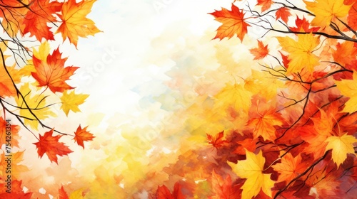 Vibrant painting of a tree with orange and yellow leaves. Perfect for fall-themed designs