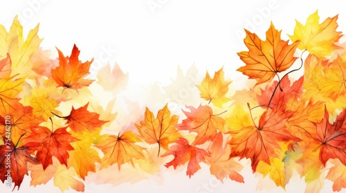 Colorful autumn leaves painted in watercolor. Perfect for fall-themed designs