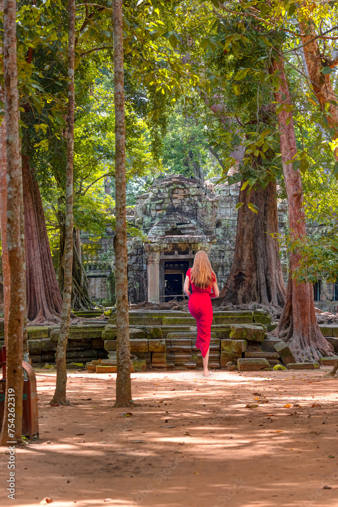 Ta Prohm temple ruins hidden in jungles at Angkor Wat. Ancient Khmer architecture, Popular travel destination at Siem Reap, Cambodia Ta Prohm temple ruins hidden in jungles at Angkor Wat. Ancient Khmer architecture, Popular travel destination at Siem Reap, Cambodia