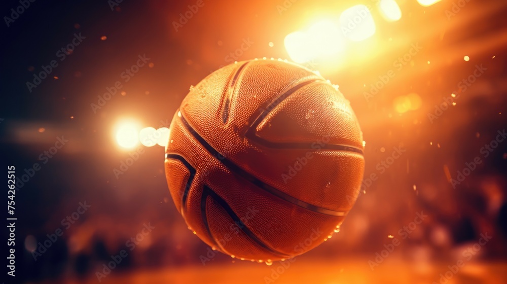 Fototapeta premium A basketball ball in mid-air, perfect for sports content