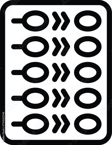 Inhibit female ovulation icon outline vector. Hormonal pharmaceutical contraceptives. Birth control pills prescription