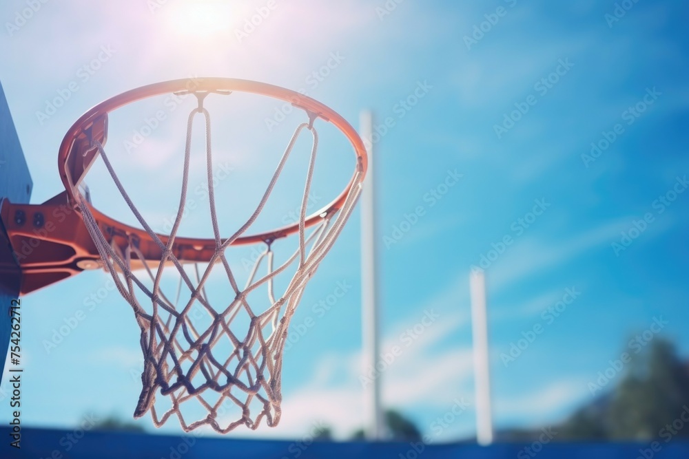 A basketball hoop with the sun shining through it. Perfect for sports and outdoor activities A basketball hoop with the sun shining through it. Perfect for sports and outdoor activities