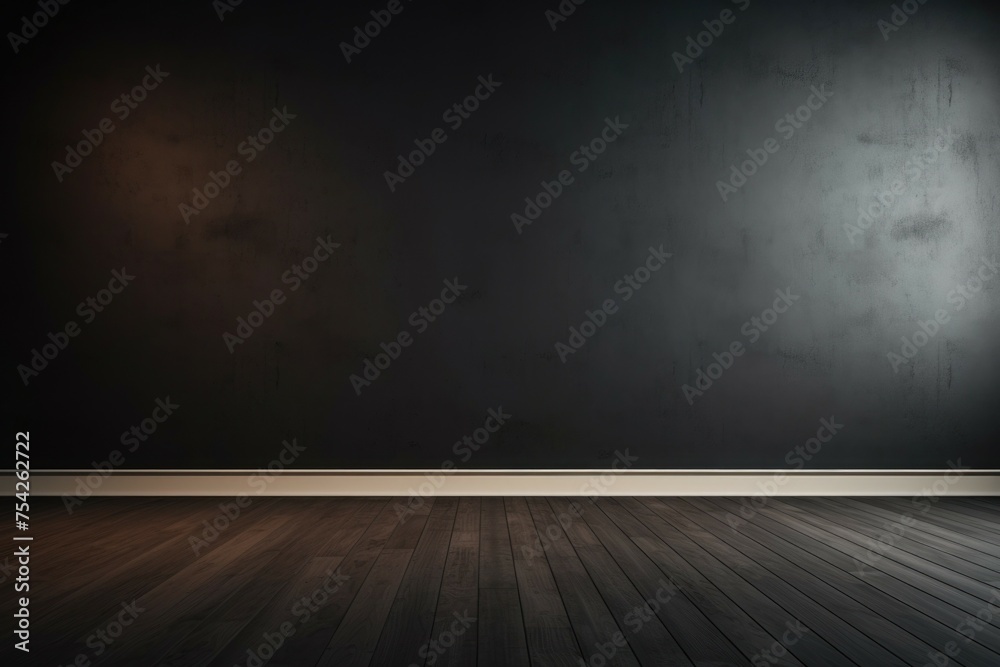 A simple, minimalist empty room with a black wall and wooden floor. Ideal for interior design concepts A simple, minimalist empty room with a black wall and wooden floor. Ideal for interior design concepts