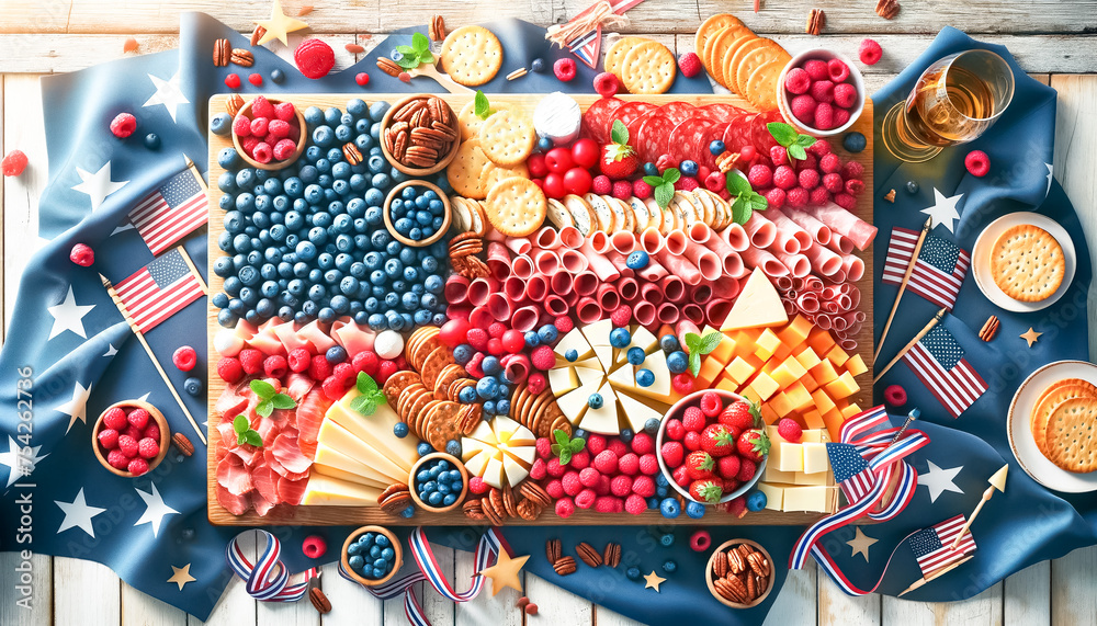 Festive Fourth of July Charcuterie Board with American Flag