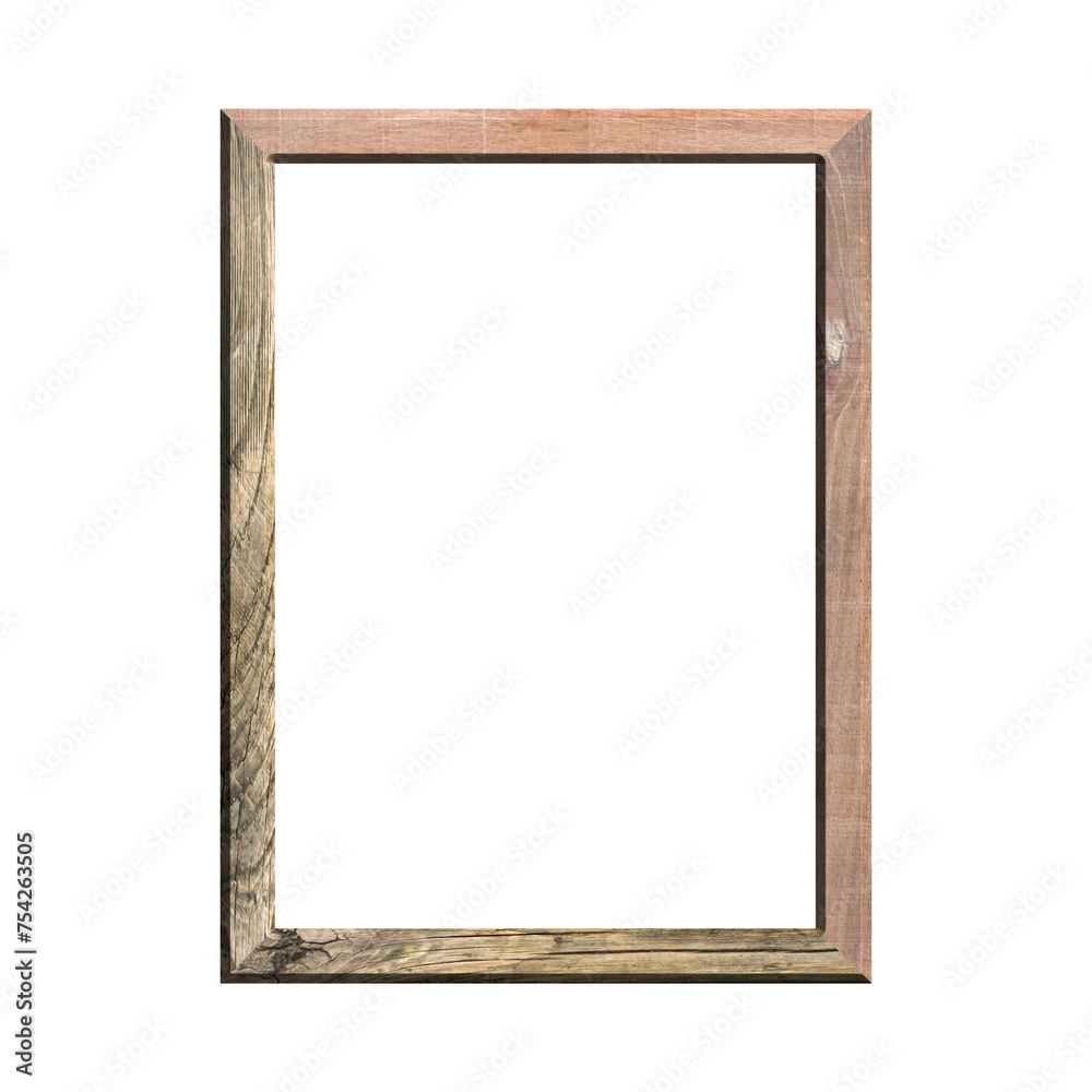 wooden frame with isolated white background. front view of classic wooden frame. for A4 image or text. wooden frame with isolated white background. front view of classic wooden frame. for A4 image or text.