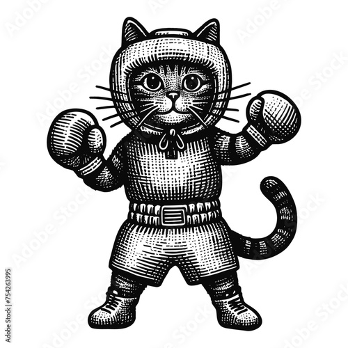 funny boxer cat character sketch