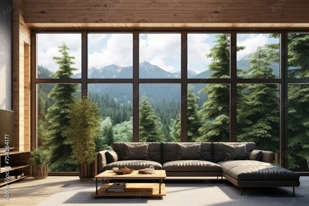 Naklejka premium A room filled with furniture and natural light. Ideal for interior design projects