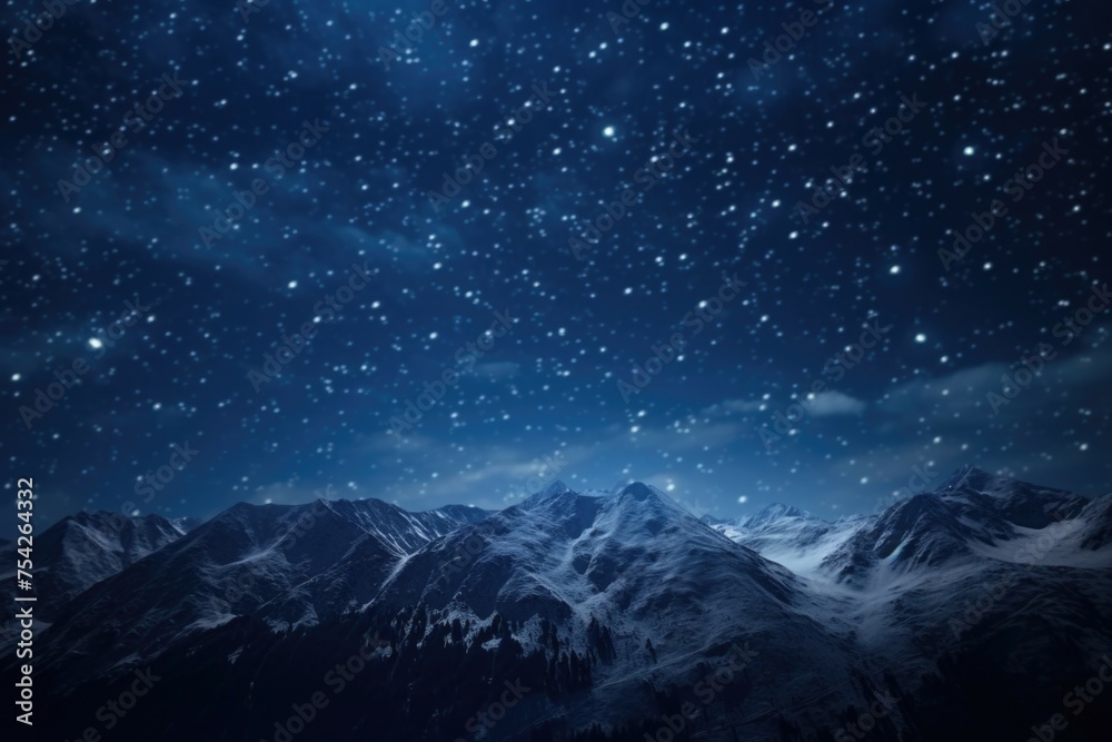 Obraz premium Stunning night sky with stars above majestic mountain range. Perfect for astronomy or nature backgrounds