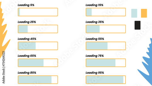 Colorful progress bar vector illustration, percentage loading on a white background. Trendy loading Bar for Web Interfaces. Template illustration and website design. 