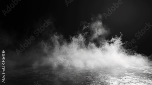 White smoke floating on a black background