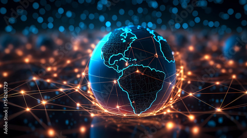 Global network connections background, world map, global business concept photo