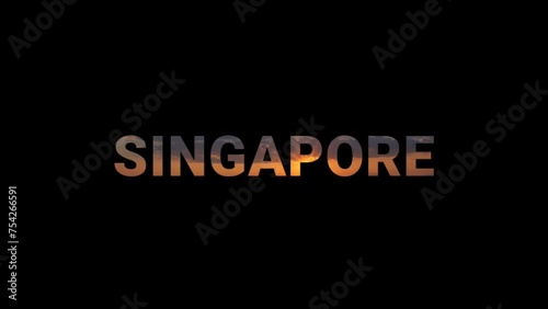 Mixed color letter capital name SINGAPORE CITY with colored spots floating inside.