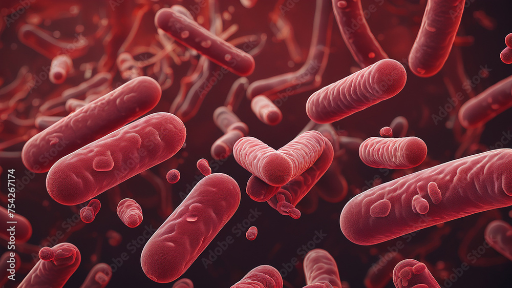 Medical background microscopic life, bacteria - obrazy, fototapety, plakaty 