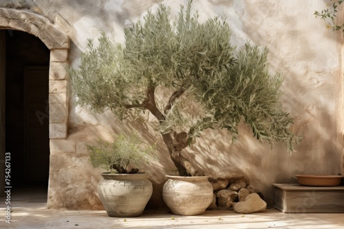 olive tree in a courtyard