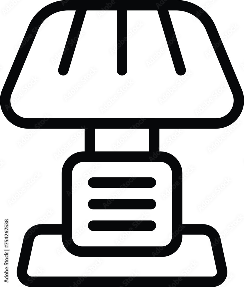 Bedside light icon outline vector. Bedchamber illuminator. Warm illumination device Bedside light icon outline vector. Bedchamber illuminator. Warm illumination device