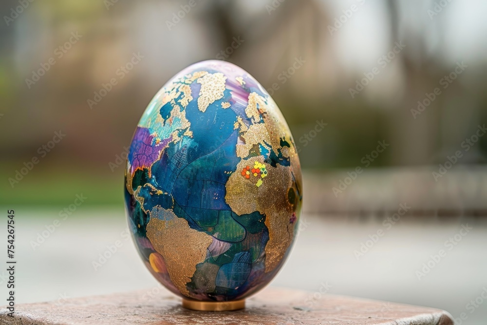 Easter Around the World: A Unique Egg Decorated with a Vibrant Map Pattern Embracing Global Cultures Easter Around the World: A Unique Egg Decorated with a Vibrant Map Pattern Embracing Global Cultures