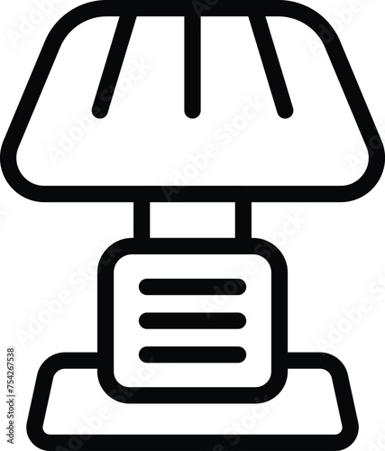 Bedside light icon outline vector. Bedchamber illuminator. Warm illumination device
