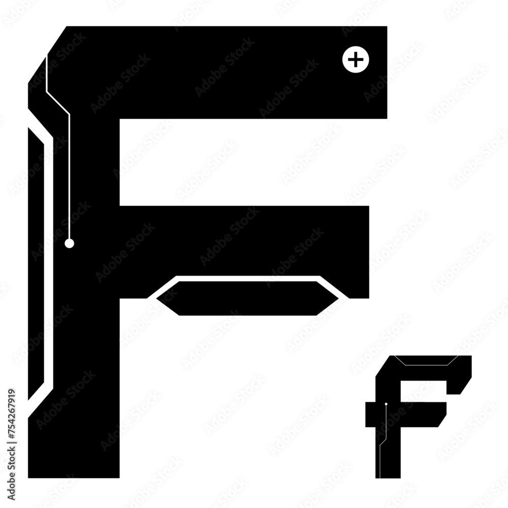 Alphabet F Vector in Future style,Cyber,Futuristic in Black Icon Bold Fonts Alphabet F Vector in Future style,Cyber,Futuristic in Black Icon Bold Fonts