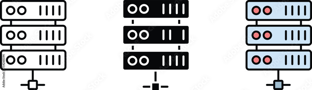 Server Network icon, Symbol in lined, isoalated and colored style. Vector Illustration Server Network icon, Symbol in lined, isoalated and colored style. Vector Illustration