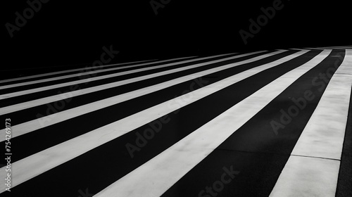 Road adorned with black and white stripes.