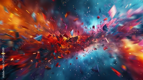 Dynamic explosion of colors depicting a burst of energy in abstract light display