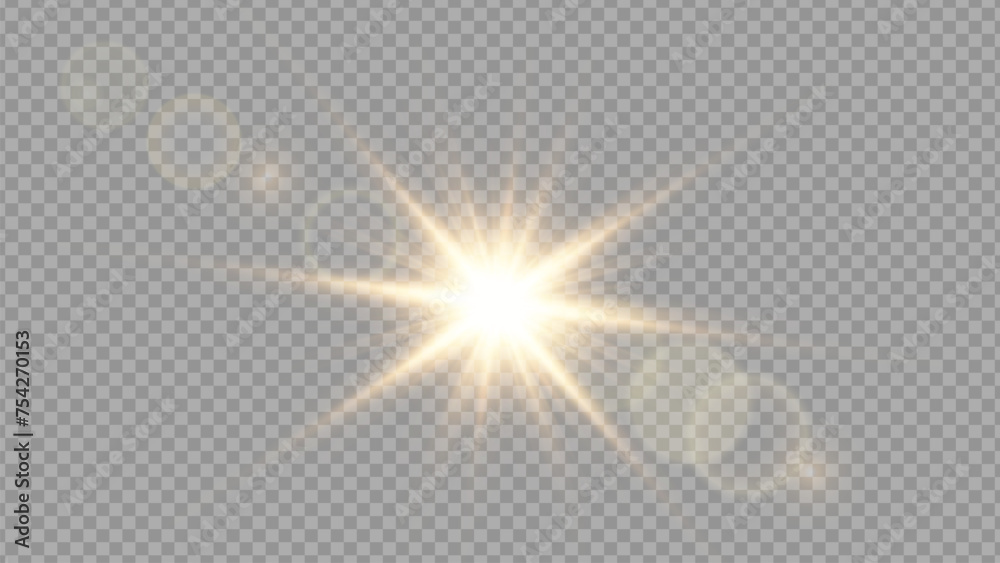 Vector transparent sunlight special lens flare light effect. PNG